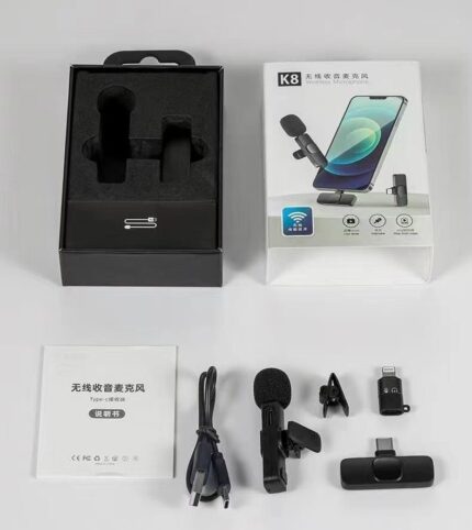 K8 Wireless Collar Mic iPhone/Android & Type C Supported Wireless Microphone.